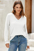 V-Neck Long Sleeve Relaxed Fit Pullover Top